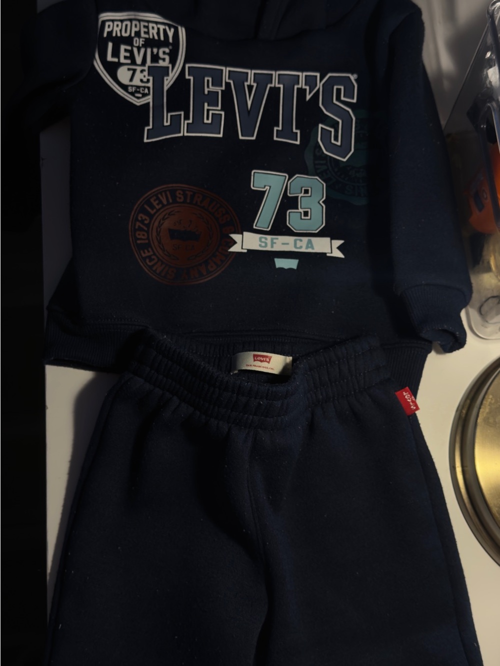 Levi's Kids Navy Blue Sweatshirt & Jogger Set with Graphic Logo
